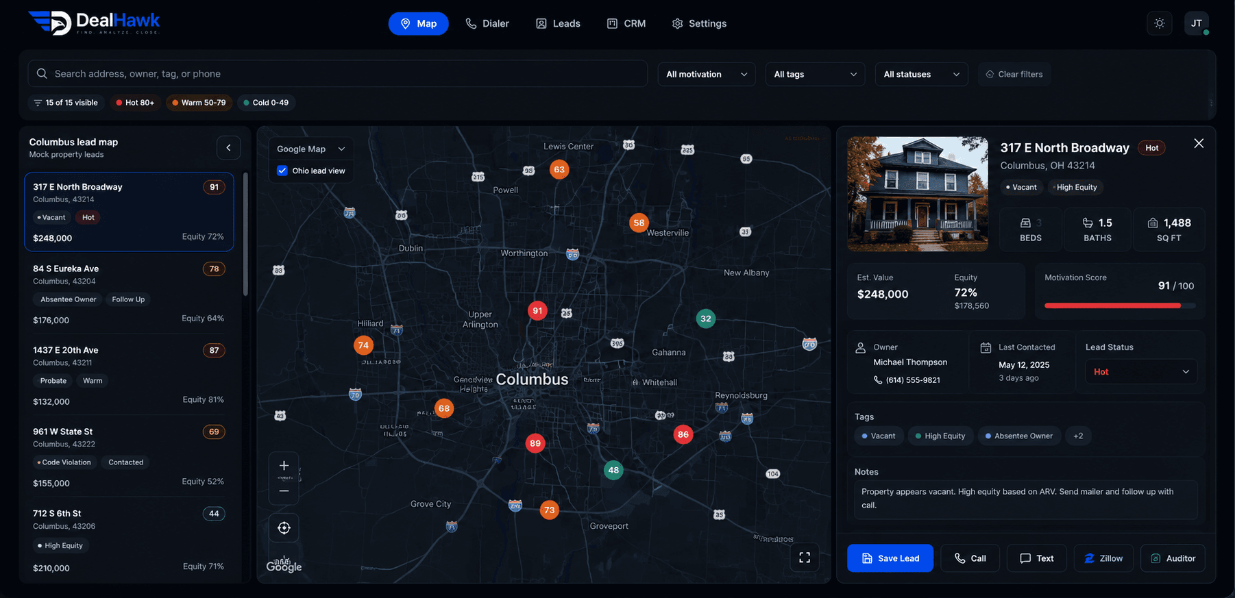 DealHawk property map interface